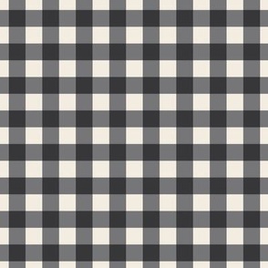 1/2 inch Charcoal Gray Gingham Check on Ivory