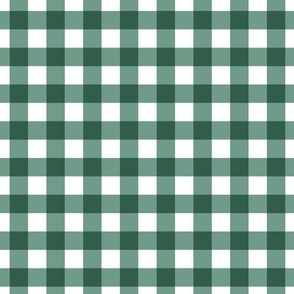 1/2 inch Green Gingham Check on White