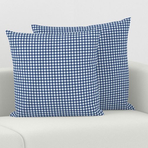 1/4 inch Denim Blue Gingham Check on White