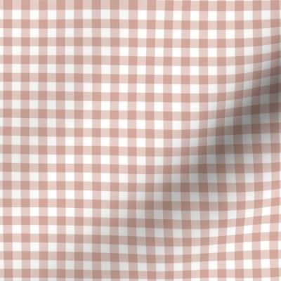 1/4 inch Dusty Rose Gingham Check on White