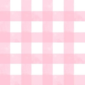 Sweet Carnation Pink Watercolor Plaid on White