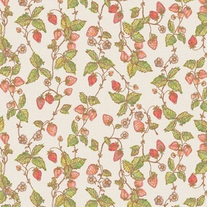 Strawberry summer watercolor fruits on Light Offwhite Background with structure