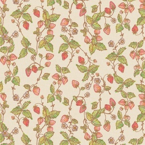 Strawberry summer watercolor fruits on Light Offwhite Yellow Background with structure