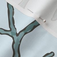 L - Playful Hand Drawn Tossed Non-Directional Winter Tree Branch Baby Blue