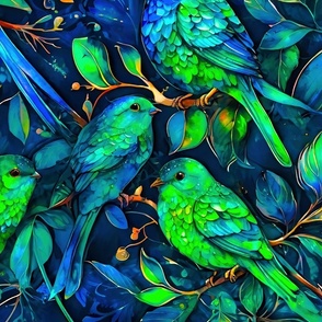 black background emerald tanager birds