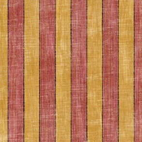 Rustic Awning Stripe - 2" stripe - berry and marigold 