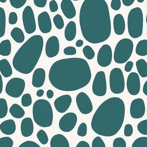 Pebble stones – irregular rounded shapes – floating lotus leaves – frog pond in Teal - medium size