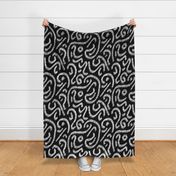 rustic brush stroke - white on black - bold abstract wallpaper and fabric