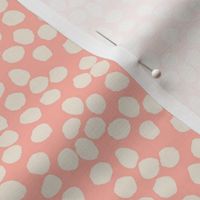 Modern Circles Pattern in Neutral Tones White, Linen, Pink, Rose Quartz: Small-Scale Design