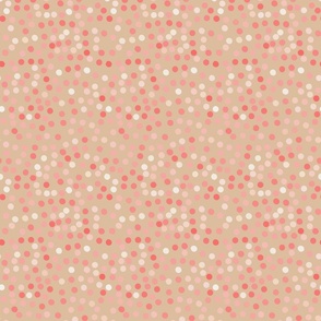 Retro Multicolor Circles Pattern in  Pink, coral, white, linen  