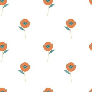 Little flowers coordinate in orange and teal