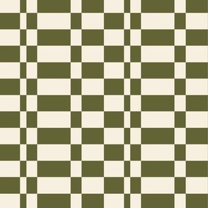 Irregular Checker - In green and cream (large)