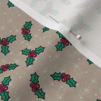 Cozy Christmas Holly Berries Sparkles