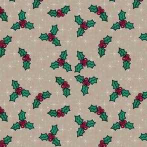 Cozy Christmas Holly Berries Sparkles