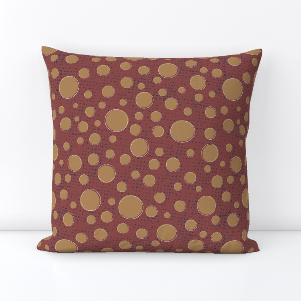 Red Gold Modern Geometric Hand Drawn Sketched Circles Dotted Textured BG