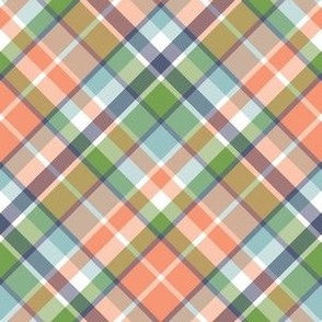 small plaid / orange blue green