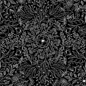 Floral Line Art Print (black and white) 