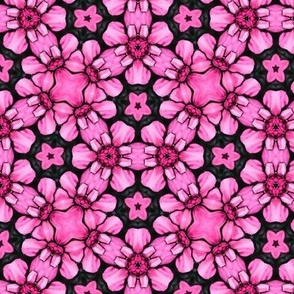 Hot Pink, Raspberry and Black Flowery Print