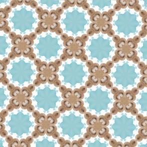 Brown Beige Aqua and White Pattern