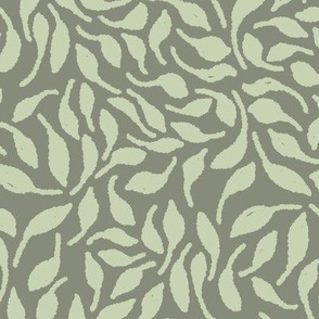 Scattered Organic Bohemian Leaves LARGE in olive green and pistachio