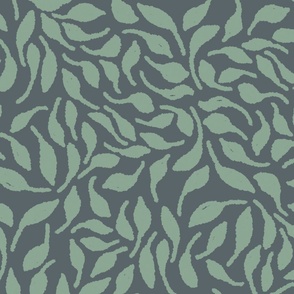 Scattered Organic Bohemian Leaves in seafoam green and mint blue LARGE