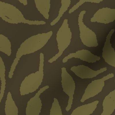 Scattered Organic Bohemian Leaves in olive green and fern green LARGE