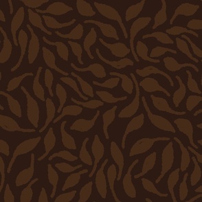 Scattered Organic Bohemian Leaves Sienna brown and mocha LARGE