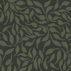 Scattered Organic Bohemian Leaves avocado green and olive LARGE