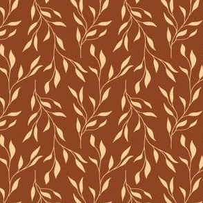 Small  Warm Minimalist Botanical Leaves  in Peach and Burgundy