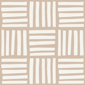 White Striped Tiles on Neutral Beige Background - large