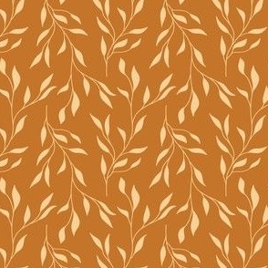 Small  Warm Minimalist Botanical Leaves in Peach and Copper