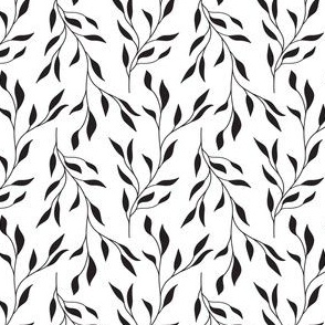 Small  Minimalist Botanical Leaves in Black and White