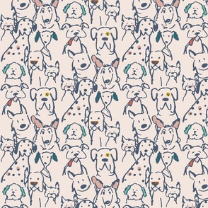 Color Pop Doodle Dogs, Mid Century Palette  5.25 x 10.5 inch repeat scale