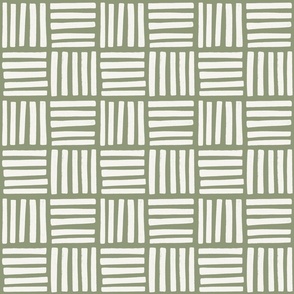 White Striped Tiles on Sage Green Background - small