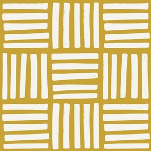 White striped tiles on yellow background - large