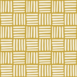 White striped tiles on yellow background - small