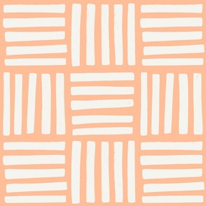 White Striped Tile on Peach Background - large
