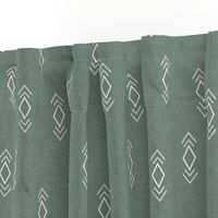 Bohemian Aztec, simple I kat triangles on sage green  linen texture