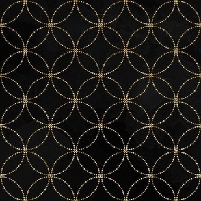 Gold Sashiko Circles on Black 