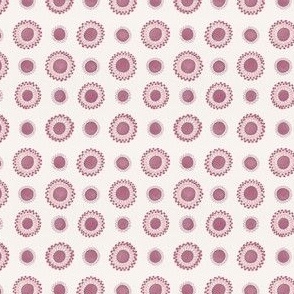 MICRO - Hand-drawn circles and dashes in watercolor with boho charm and ethnic undertones - ruby pink