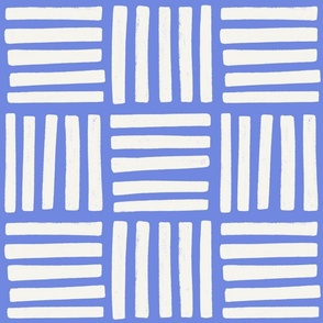 White Striped Tile on Blue Background - large