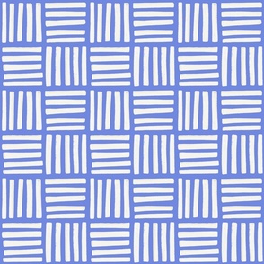 White Striped Tile on Blue Background - small