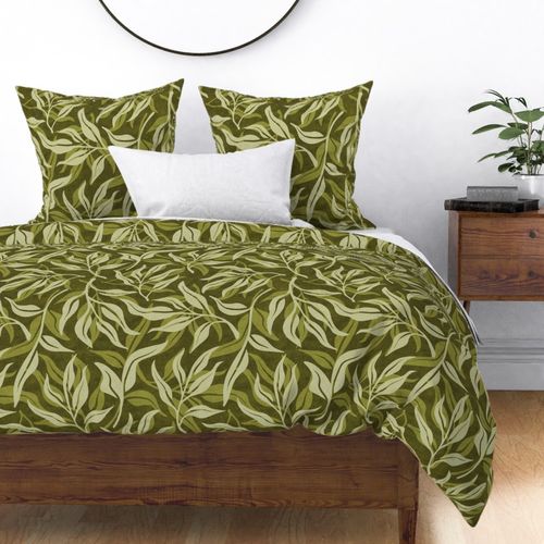 layered leaf pattern green