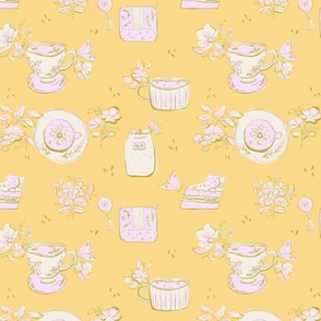 [L] English Tea Party Garden - Mustard Yellow #P240111
