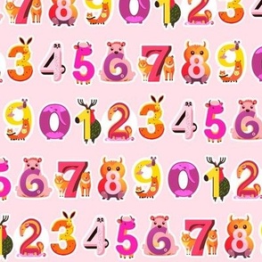 Number Animals Pink
