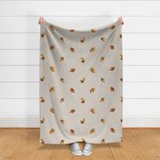 LARGE Scale - Watercolor Acorn Nuts on Neutral Cream Background
