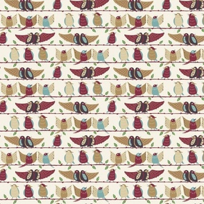 Happy Birds' Choir [wine red-pale blue] small