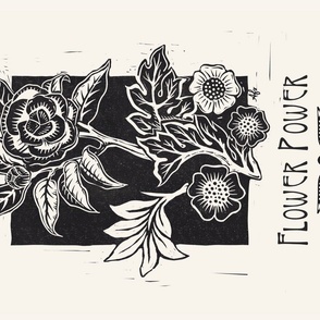 Camellia Flower Power - arts and crafts Linocut 