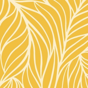 (L) minimalist abstract flowing leaves yellow