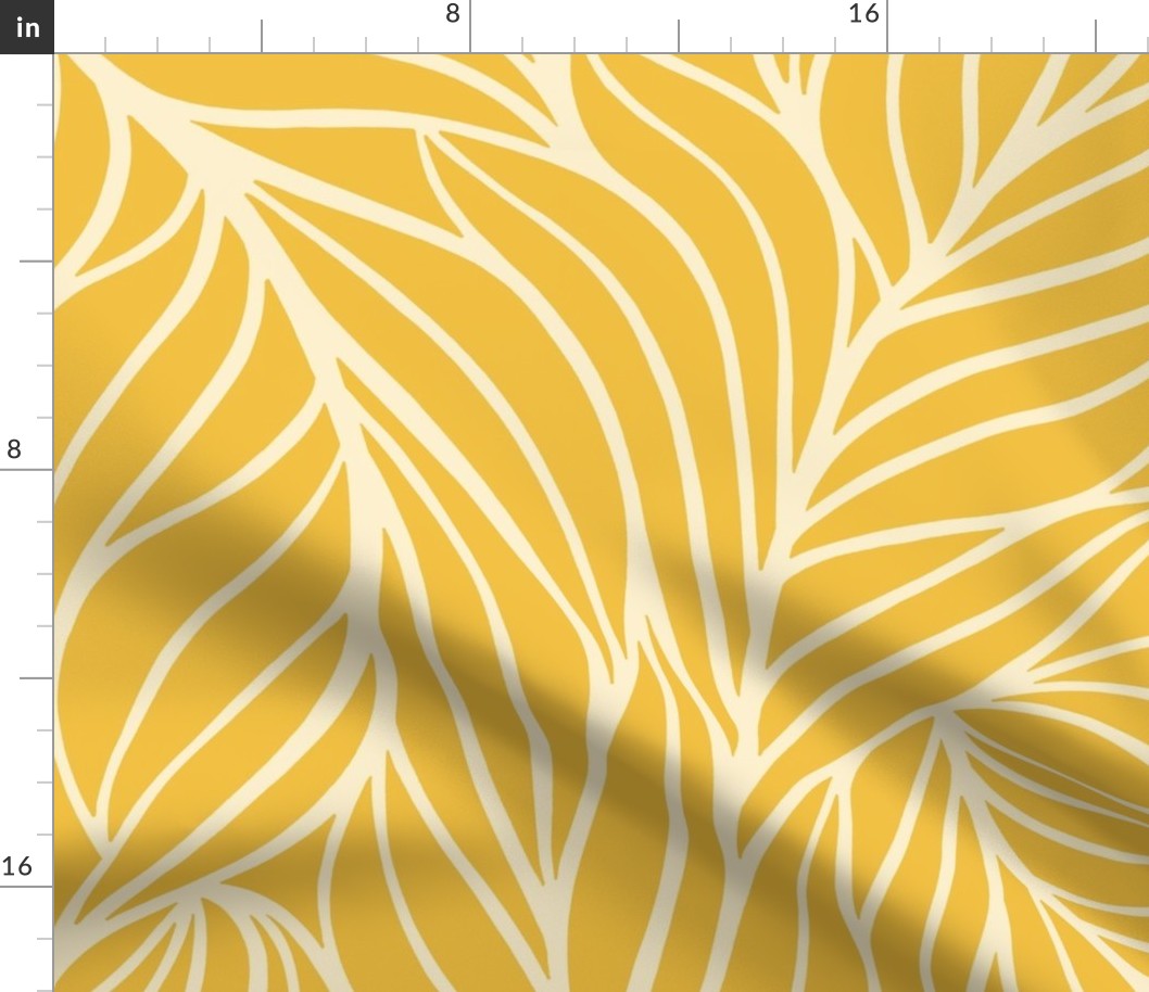 (L) minimalist abstract flowing leaves yellow